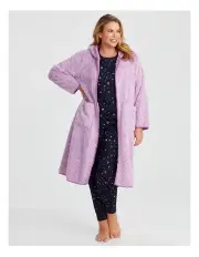 [Taking Shape] Hooded Zip Up Dressing Gown Magenta Melange