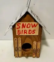 Unique Snow Birds House Bird House With Drift Wood Roof Hand Made Rustic 9.5"