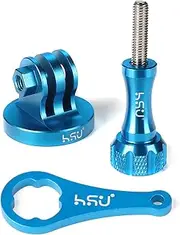 HSU Aluminum Alloy Metal GoPro Tripod/Monopod Mount with Aluminum Thumbscrew for GoPro Hero 13, 12, 11, 10, 9, 8, 7, 6, 5, 4, 3+, 3, 2, 1 HD, AKASO Campark and Other Action Cameras (Blue)