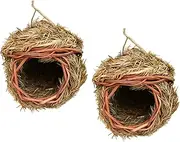 Abaodam 2pcs Hanging Straw Woven Birdhouses Creative Hand Made Bird Nests for Home Garden Decor Durable Design for Indoor Outdoor Use