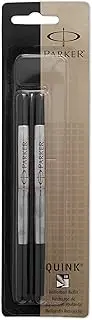 PARKER QUINK Rollerball Pen Ink Refills, Medium, Black, 2 Count