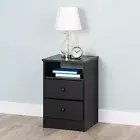Black Wooden 2 Drawer Nightstand Bedside Table End Side Storage Shelf Bedroom