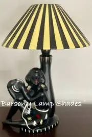 PLASTIC RIBBON SMALL "COOLIE" LEMON & BLACK LAMPSHADE for BARSONY LADY LAMP