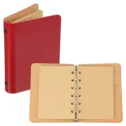 Binder Cover 1pcs A7 Kraft Leather Notebook with 50 Sheet Paper, Red