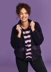 [Taking Shape] Taking Shape Active Boucle Zip Thru Jacket Size 18 in Eggplant - Plus Size Women's Coats & Jackets Eggplant