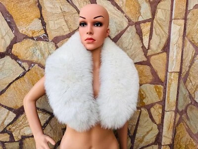 Luxurious Fox Fur Collar Scarf White- Elegant Winter Fashion Piece