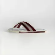 $600 Bally Bonks White and Red Leather Sandals US 10.5 EU 43.5 Made in Italy