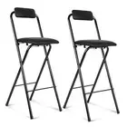 2 Pcs Folding Bar Stool with Backrest, Tall Foldable Stool Chair Portable
