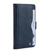 Horizontal Flip Leather Case For Iphone Xr With Card Slots and Arc Holder and Wallet and Photo Frame (Dark Blue)