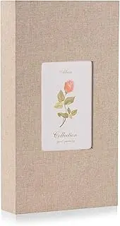 HenPisen Photo Album 4x6 with 300 Pockets, Slip-in Picture Albums, Linen Cover Memory Book with Front Window, Vertical Photo Book for Wedding, Family, Anniversary, Baby, Vacation(Beige)