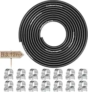 CocoMocart 13.12FT Stretchy 1/4 Inch ID Fuel Line Hose for Kawasaki Kohler Briggs & Stratton Small Gas Diesel Powersports Engines and Generators, 14 Hose Clamps