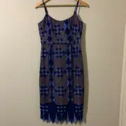 Dotti BNWT Women's Navy Midi Dress Cream Lining Size 10 RRP $89.95