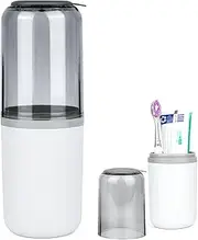 DODAMOUR Toothbrush Travel Case, Plastic Travel Toothbrush Holder with Drain Hole, Portable Toothpaste Toothbrush Storage Container Box for Traveling, Camping, Gym, Bathroom (Gray)
