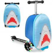 Babyjoy 2-in-1 Kids Suitcase Scooter Set Foldable Ride-on Luggage w/LED Lit Wheels Blue