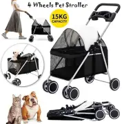 Pet Stroller Dog Strollers Prams Large Dog Cat Carrier Travel Pushchair Foldable