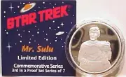 Classic Star Trek Sulu 1 Oz Pure Silver Proof Coin 1989, NEW MINT IN BOX