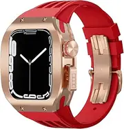 [CEKGDB] Luxury 44mm 45mm Watch Mod Kit，For Apple Watch Band Series 8 7 6 5 4 SE Titanium Alloy Titanium Watch Case Viton Strap，For iWatch Modification Kit