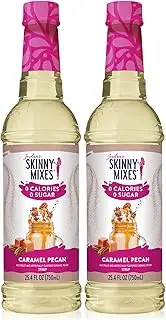 Jordan's Skinny Syrups Sugar Free Coffee Syrup, Caramel Pecan Flavor Drink Mix, Zero Calorie Flavoring for Chai Latte, Protein Shake, Food & More, Gluten Free, Keto Friendly, 25.4 Fl Oz, 2 Pack