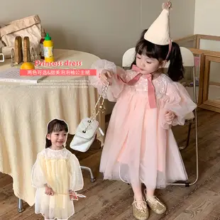 兒童公主裙韓版女童蕾絲洋裝週歲禮服女孩蓬蓬紗裙