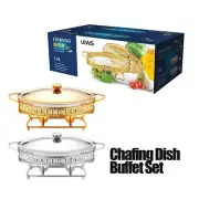 Porcelain Casserole Warming Trays for Food, Ceramics Chafers Buffet Warmers Sets