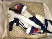 NEW $650 Gucci Lilibeth Sylvie Platform Wedge Espadrille Sandals Shoes, 40 10