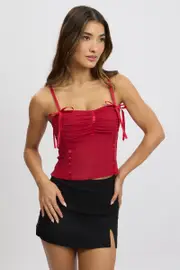 Red Mesh Singlet Top - Size 12M, Women's Singlet