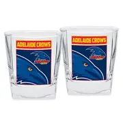Adelaide Crows AFL Set of 2 Spirit Glasses 250ml Glass FULL COLOUR LOGO