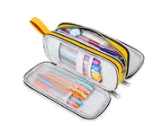 Big Capacity Portable Compartment Pencil Pouch, Durable Zipper Canvas Pen Stationery Bag