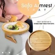 Wooden Sofa Arm Rest Tray Clip-On Home Organiser Snack Holder Armrest Table UK