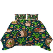 Cute Hedgehog and Cactus Coverlet