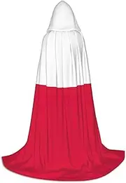 SKKNT Polish Flag Print Halloween Hooded Cloak Full Length Cape With Hood For Men And Women For Carnival
