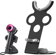 MTSDM Hair Dryer Holder, Hair Dryer Storage Rack with Power Plug Cable Organizer Vertical Punch-Free Desktop Hair Dryer Stand Bathroom Organizer for Hairdryer Diffuser and Nozzles Magnetic Holder