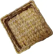 Alipis 1pc Storage Basket Rectangular Rattan Tray Wicker Snacks Basket Weave Pantry Basket Hyacinth Basket Woven Storage Handmade Rattan Basket Desk Topper Egg Fruit Basket