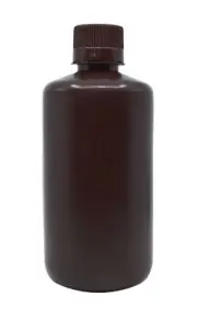 Eisco Labs 500ml Amber Reagent Bottle, Narrow Mouth with Screw Cap - HDPE