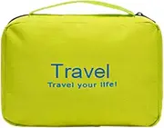[Generic] Toiletry Bag Travel Organizer | Folding Toiletry Organizer Bag Large Capacity - Toothbrush Toothpaste Comb Storage Handled Bag with Hook for Camping, Caravan