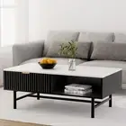 Coffee Table Drawer Storage Shelf Black Modern Living Room Furniture -WHBK