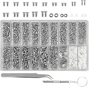 Eyeglass Repair Kit Upgraded 1000Pcs - Spectacles Repair Screws Nuts, Eyeglasss Sunglass Glasses Repair Tool, Anti-Slip Soft Nose Pad Glasses Repair Tool with Tweezer Micro Screwdriver for Watch