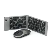 Foldable Mini Rechargeable Bluetooth Keyboard and Mouse Combo, 2.4G grey