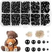 Safety Eyes for Crochet Toys, 300Pcs Assorted Size 5-12mm Safety Eyes with Washer Black Plastic Doll Eyes Toy Crochet Eyes for Amigurumi Teddy Bear Eyes Doll Making Craft with Box (5/6/8/10/12 mm)