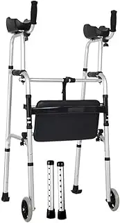Walker, Aluminum Foldable Walking Mobility Aid Walker Rollator with Arm Support and Wheel for Elderly (B) Little Surprise