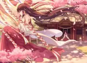 Anime touhou hakurei reimu japanese clothes miko cherry Playmat Gaming Mat Desk
