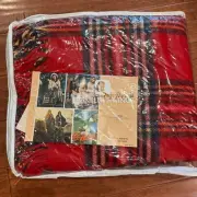 Vintage Wool Blanket Throw Faribo 50” X 60” USA Red Plaid