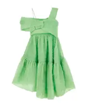 Cecilie Bahnsen Soon Off-Shoulder Asymmetric Dress UK6 Green