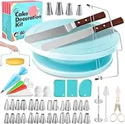 Cake Decorating Kit - 11-Inch Rotating Cake Turntable, 28 Piping Tips, 2 Icing Spatulas & 3 Scrapers, 20 Piping Bags and Other Baking Supplies, 62Piece Complete Set for Beginners