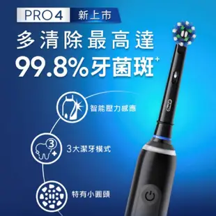 德國百靈 Oral-B 德製3D電動牙刷 PRO4【加一年份刷頭組】