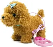 YH YUHUNG Walking Dog Toys for Kids with Remote Control Leash, Plush Electronic Pets Puppy Interactive Dog That Walk, Bark, Head Nod, Wags Tail(Brown)