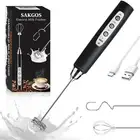 Milk Frother Rechargeable Handheld-Electric Whisk 3 Speed Adjustable, Frother...