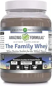 Amazing Formulas The Family Whey Protein (Isolate) Powder for The Whole Family - 2 lbs - Most Complete & Purest Form of Protein - Gluten Free (Cookie & Cream)