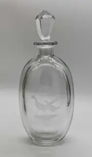 Vintage Scandinavian art glass Orrefors Sven Palmqvist etched pheasants decanter