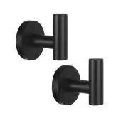 2 Pcs Wall Mount Kitchen Door Bathroom Towel Hooks Cloth Hanger Hook Black